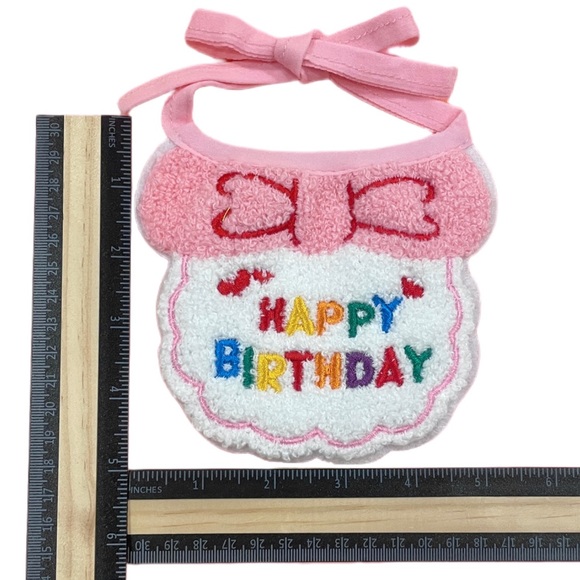 Pet Birthday Hat and Bib Set Pink/White for Small-Medium Dogs Cats NWT - Picture 7 of 10